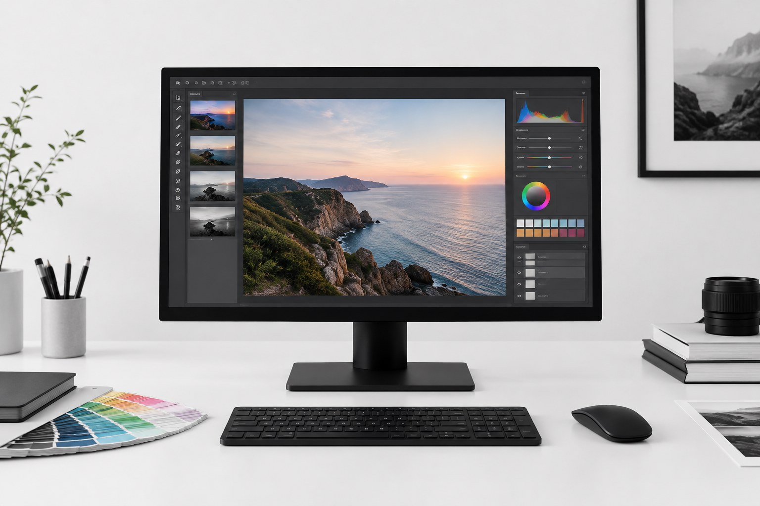 クリエイティブ作業向けのモニター説明用イメージ。BenQ製品の実物写真ではありません。